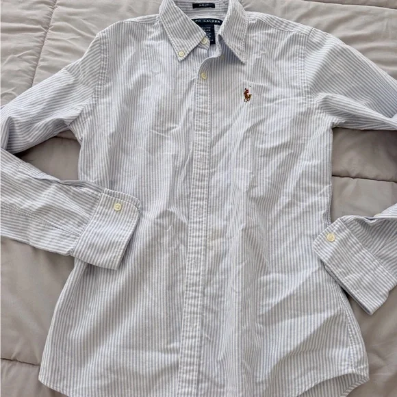 Ralph Lauren Blue Slim Fit Oxford Shirt - Picture 3 of 7